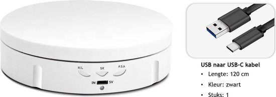 Elektrisch Draaiplateau Wit ⌀14,6cm | 360° | 3 Snelheden | Fotografie & Productvideo's