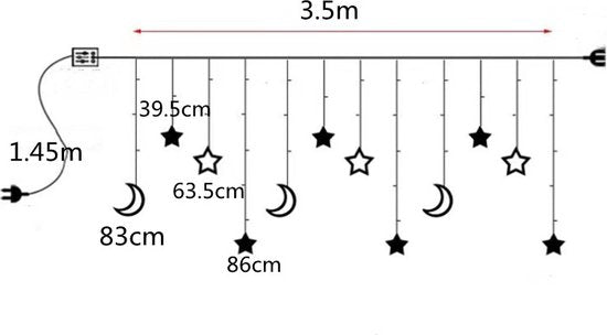 Sterrenhemel Lichtketting Maan & Sterren | Warm Licht | 1.5M | 8 Modi | Binnen & Buiten