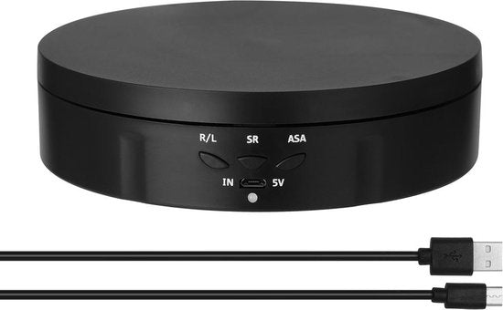Elektrisch Draaiplateau Zwart ⌀14,6cm | 360° | 3 Snelheden | Fotografie & Productvideo's