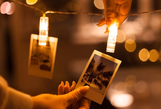 Fotoslinger met LED Verlichting | 6 Meter | 40 Knijpers | Warm Wit | Bruiloft & Decoratie