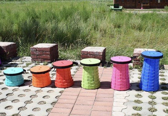 Opvouwbare Kruk Zwart | Verstelbaar 6–45cm | 150kg | Festival, Kamperen & Reizen
