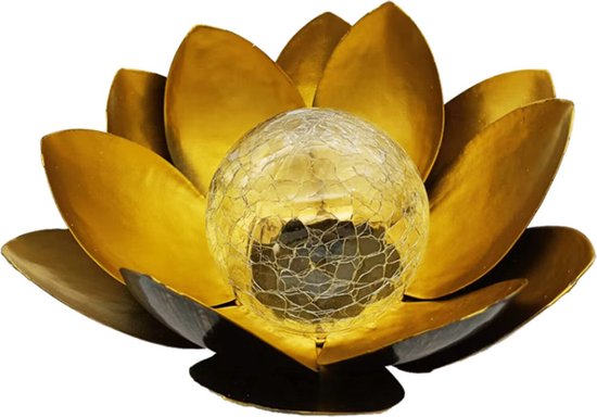 Lotus Tuinlamp Solar Goudgeel | Warm Wit | Dagsensor | Decoratieve Buitenverlichting