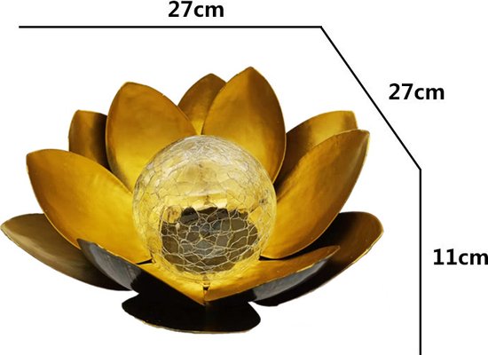 Lotus Tuinlamp Solar Goudgeel | Warm Wit | Dagsensor | Decoratieve Buitenverlichting