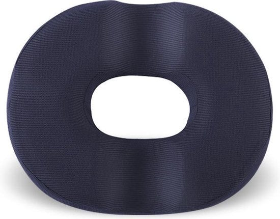 Zitkussen Traagschuim Navy | Donut Zitkussen Stuitje | Wasbare Hoes | Anti-Slip