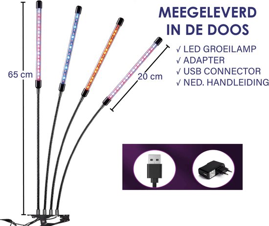 LED Kweeklamp voor Binnenplanten – Full Spectrum Groeilamp 40W met Timer