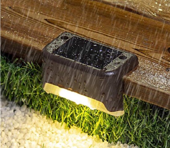 Solar Muurlamp Zwart Set van 4 | Waterdicht | Warm Wit | Tuin & Pad Verlichting op Zonne-energie
