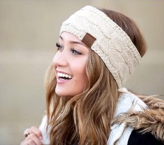 Witte Wollen Hoofdband Dames | Warme Winter Haarband Beanie | Gebreide Hoofdband