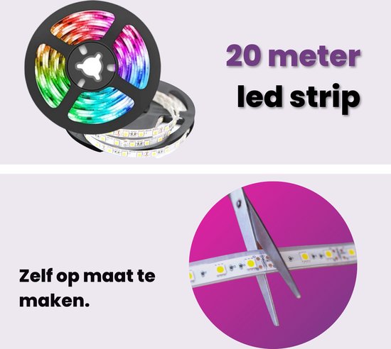 LED Strip 20 Meter | App & Afstandsbediening | Waterproof | Timer | 5050 LED Lights