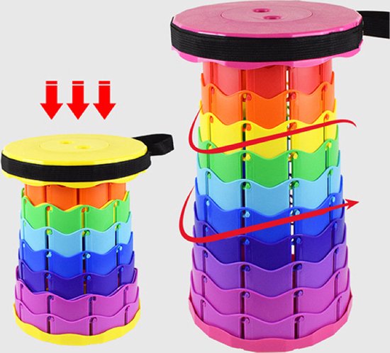 Opvouwbare Kruk Zwart | Verstelbaar 6–45cm | 150kg | Festival, Kamperen & Reizen