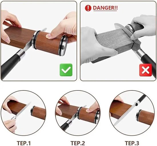 Rollende Messenslijper met Diamantschijf – 15° & 20° Slijphoeken