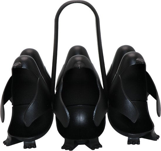 Pinguïn Eierdopjes Set van 6 Zwart | Eierhouder & Eierkoker | Grappig Ontbijt Cadeau