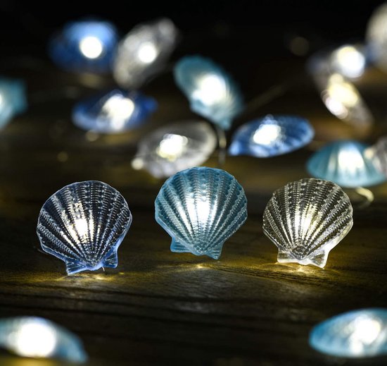 Lichtsnoer Schelpen | 2 Meter | 20 LED | Met Afstandsbediening | Tuin & Terras Decoratie