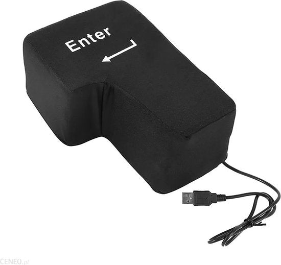 Enter Knop XXL Kussen | Anti-Stress | Werkt als Echte Enter Toets | USB | Grappig Cadeau