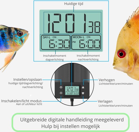 Aquarium LED Lamp 60-75cm | Dimbaar | Timer | 8 Kleuren | Zonsopkomst Simulatie | IP86