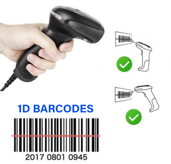 Professionele USB Barcodescanner 1D | QWERTY & AZERTY | Plug & Play | Winkel & Magazijn