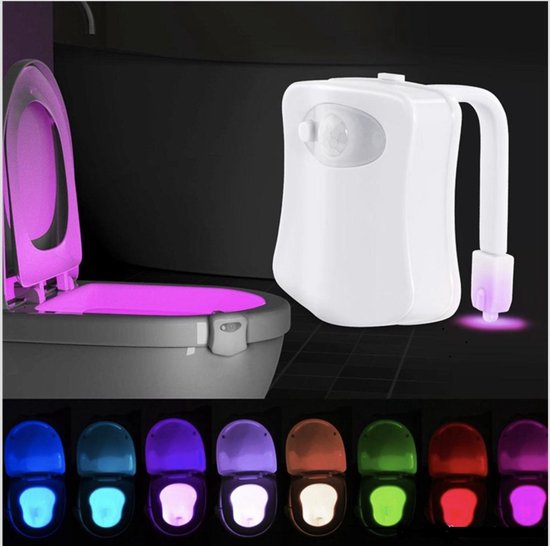 LED Toiletpotverlichting met Bewegingssensor – 8 Kleuren WC Nachtlamp op Batterij