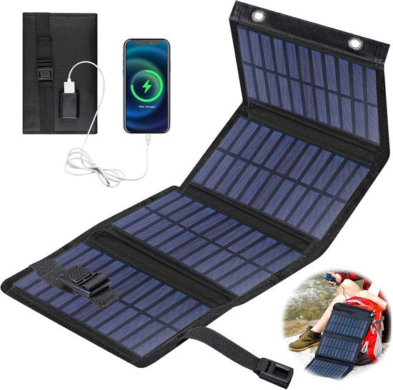 Opvouwbaar Zonnepaneel 20W | USB 5V | Waterdicht | Camping & Outdoor | Smartphone Opladen