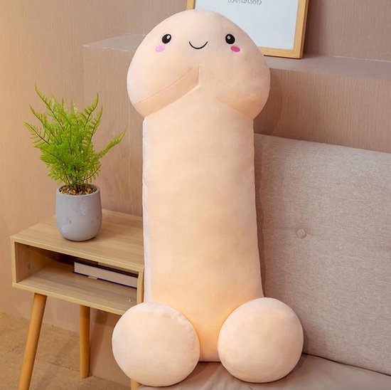 XXL Penis Knuffel 1 Meter | Grappig Piemel Kussen | Vrijgezellenfeest Cadeau | Crème Wit