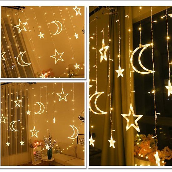 Sterrenhemel Lichtketting Maan & Sterren | Warm Licht | 1.5M | 8 Modi | Binnen & Buiten