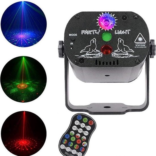 DJ Laser Lichtshow RGB | 60 Patronen | Stroboscoop | Geluidssensor | Afstandsbediening