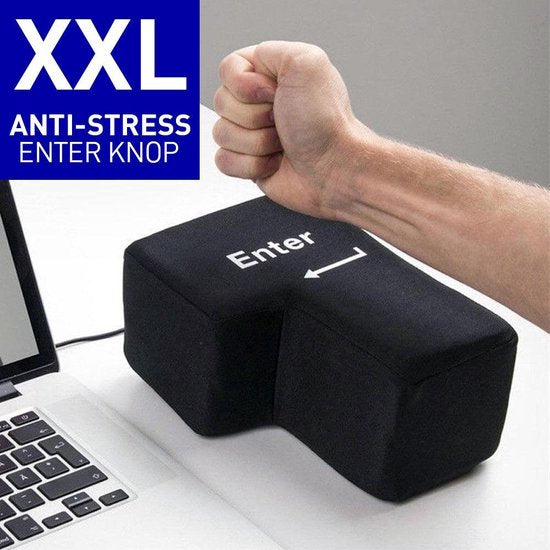Enter Knop XXL Kussen | Anti-Stress | Werkt als Echte Enter Toets | USB | Grappig Cadeau