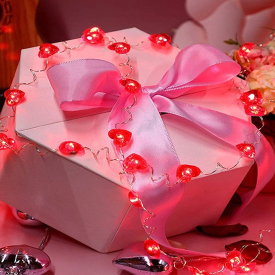 Lichtsnoer Hartjes Rood | 2 Meter | 20 LED | Met Afstandsbediening | Valentijn Decoratie