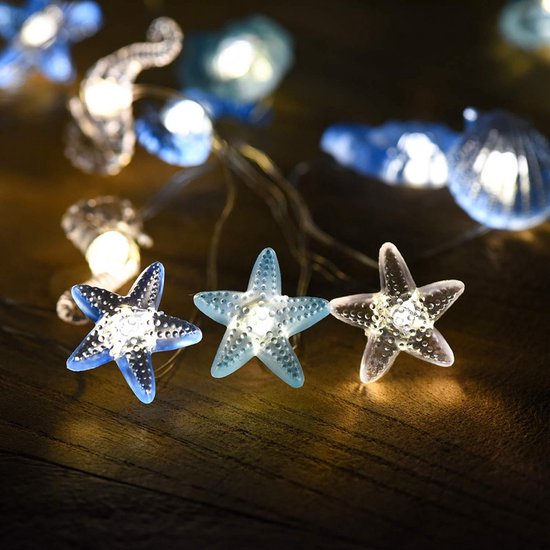 Lichtsnoer Schelpen | 2 Meter | 20 LED | Met Afstandsbediening | Tuin & Terras Decoratie