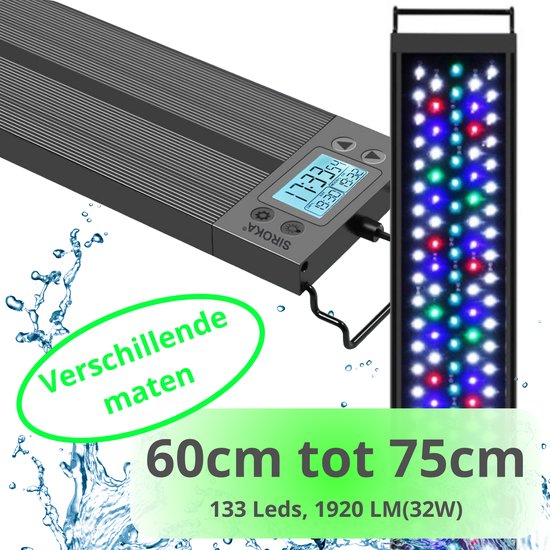 Aquarium LED Lamp 60-75cm | Dimbaar | Timer | 8 Kleuren | Zonsopkomst Simulatie | IP86