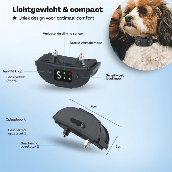 Anti Blafband Pro | Zonder Schok | Vibratie & Audio | Oplaadbaar | Kleine & Grote Honden