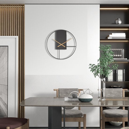 Minimalistische Metalen Wandklok Zwart ⌀40cm | Stil Sweep Uurwerk | Modern Design