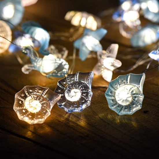 Lichtsnoer Schelpen | 2 Meter | 20 LED | Met Afstandsbediening | Tuin & Terras Decoratie