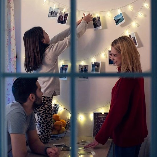 Fotoslinger met LED Verlichting | 6 Meter | 40 Knijpers | Warm Wit | Bruiloft & Decoratie