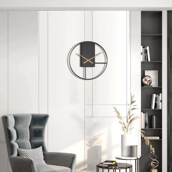 Minimalistische Metalen Wandklok Zwart ⌀40cm | Stil Sweep Uurwerk | Modern Design