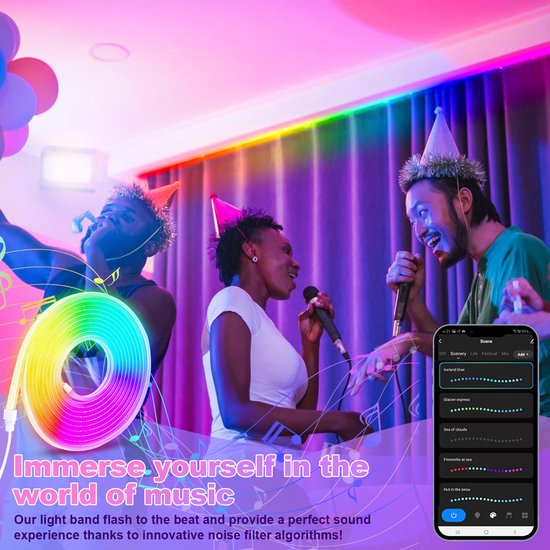 Neon LED Strip RGBIC 10 Meter | App & Alexa | Muziekmodus | 16 Mln Kleuren