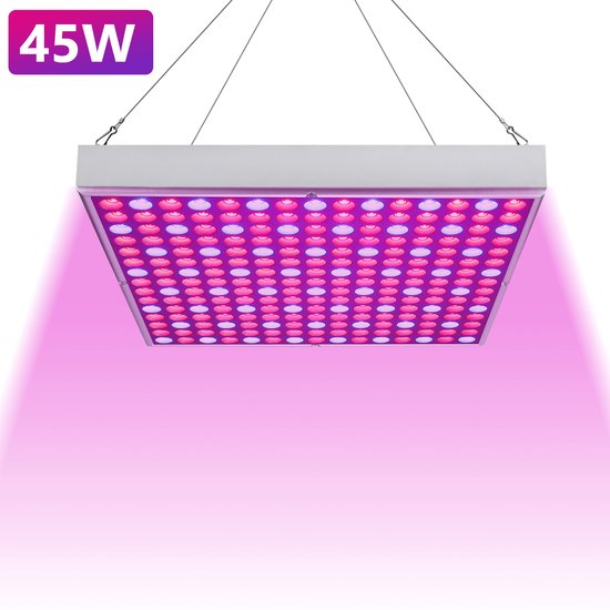 LED Groeilamp 45W Full Spectrum | 225 LEDs | Kweeklamp Groei & Bloei | 30x30cm Binnen