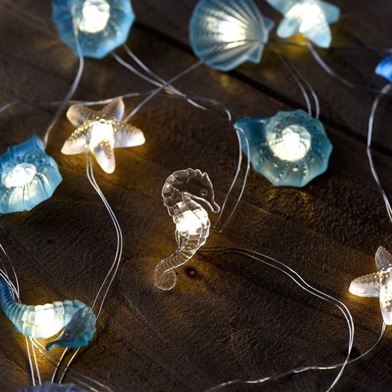 Lichtsnoer Schelpen | 2 Meter | 20 LED | Met Afstandsbediening | Tuin & Terras Decoratie