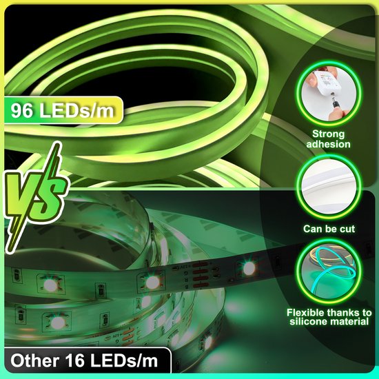 Neon LED Strip RGBIC 10 Meter | App & Alexa | Muziekmodus | 16 Mln Kleuren