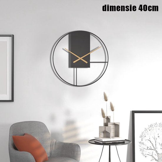 Minimalistische Metalen Wandklok Zwart ⌀40cm | Stil Sweep Uurwerk | Modern Design