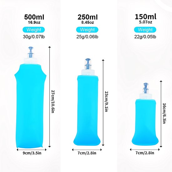 Hardloop Soft Flask Set van 2 × 500ml | Opvouwbare Drinkfles voor Trail & Hiking