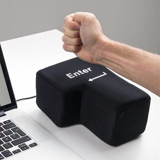 Enter Knop XXL Kussen | Anti-Stress | Werkt als Echte Enter Toets | USB | Grappig Cadeau