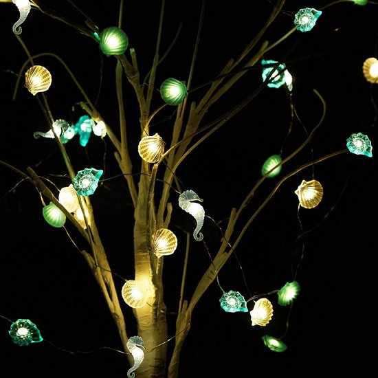 Lichtsnoer Schelpen | 2 Meter | 20 LED | Met Afstandsbediening | Tuin & Terras Decoratie