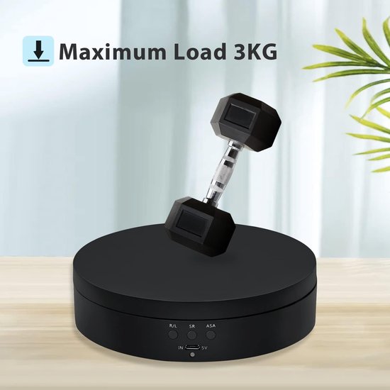 Elektrisch Draaiplateau Zwart ⌀14,6cm | 360° | 3 Snelheden | Fotografie & Productvideo's