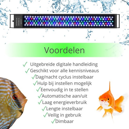 Aquarium LED Lamp 60-75cm | Dimbaar | Timer | 8 Kleuren | Zonsopkomst Simulatie | IP86
