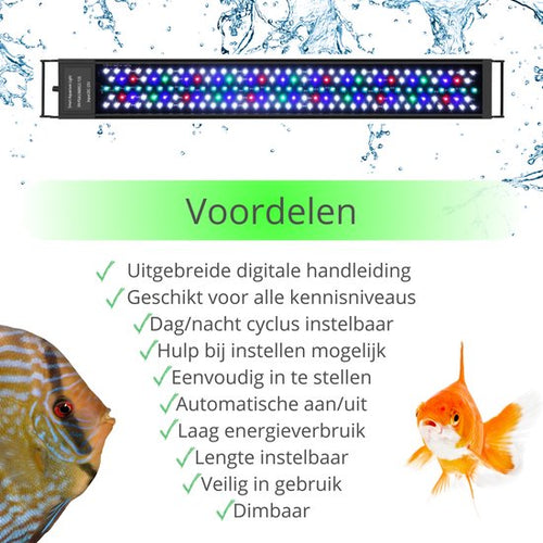 Aquarium LED Lamp 60-75cm | Dimbaar | Timer | 8 Kleuren | Zonsopkomst Simulatie | IP86