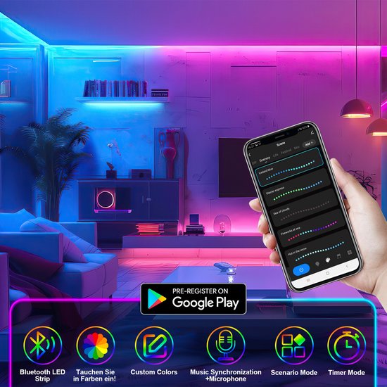 Neon LED Strip RGBIC 10 Meter | App & Alexa | Muziekmodus | 16 Mln Kleuren