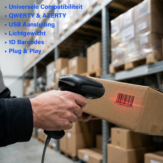 Professionele USB Barcodescanner 1D | QWERTY & AZERTY | Plug & Play | Winkel & Magazijn