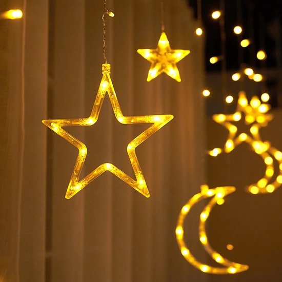 Sterrenhemel Lichtketting Maan & Sterren | Warm Licht | 1.5M | 8 Modi | Binnen & Buiten