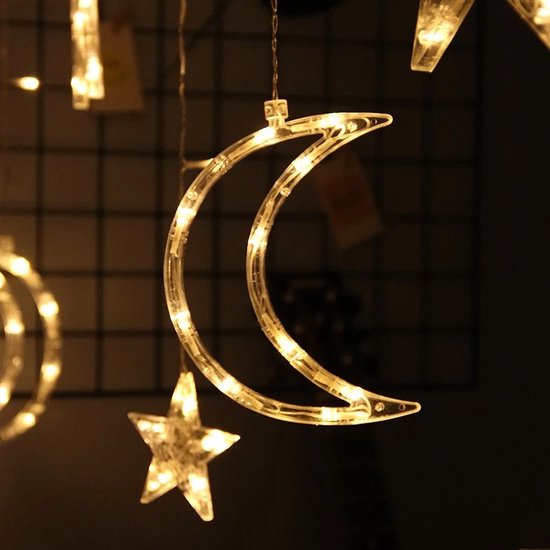 Sterrenhemel Lichtketting Maan & Sterren | Warm Licht | 1.5M | 8 Modi | Binnen & Buiten