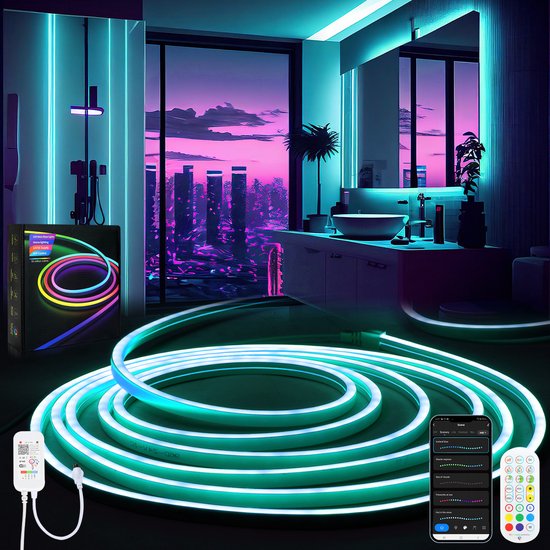 Neon LED Strip RGBIC 10 Meter | App & Alexa | Muziekmodus | 16 Mln Kleuren
