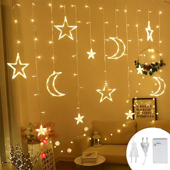 Sterrenhemel Lichtketting Maan & Sterren | Warm Licht | 1.5M | 8 Modi | Binnen & Buiten
